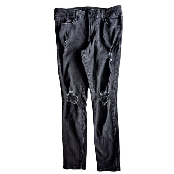 Old Navy Rockstar Super Skinny Black Jeans Womens Size 6 Distressed Stretch - Picture 2 of 8
